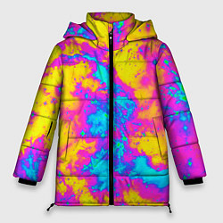 Женская зимняя куртка Яркая абстракция космических красок