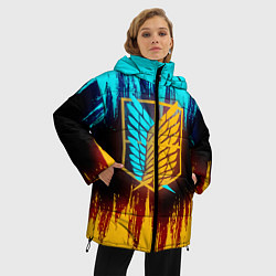 Куртка зимняя женская Атака Титанов: Освещение, цвет: 3D-красный — фото 2