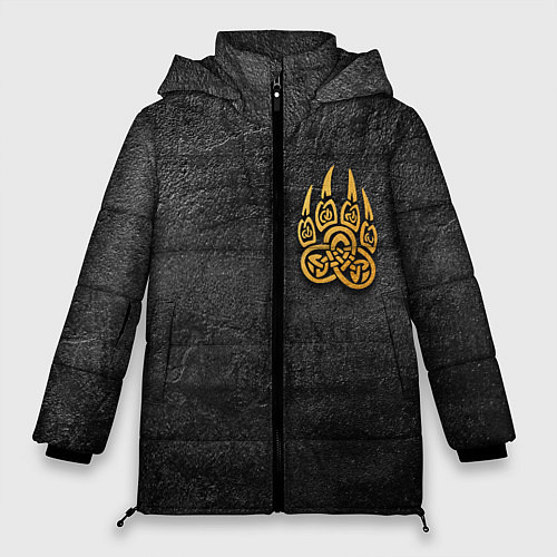 Женская зимняя куртка Волчий отпечаток золотом Символ Велеса / 3D-Красный – фото 1