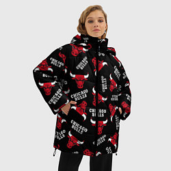 Куртка зимняя женская CHICAGO BULLS БЫКИ УЗОР, цвет: 3D-черный — фото 2