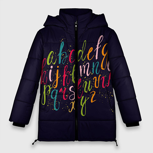 Женская зимняя куртка Чей-то алфавит / 3D-Черный – фото 1