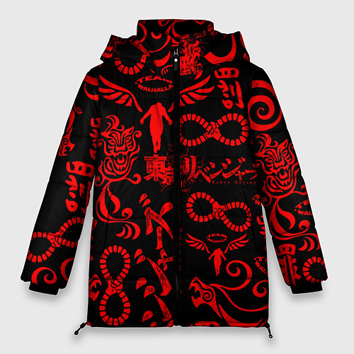 Женская зимняя куртка ТОКИЙСКИЕ МСТИТЕЛИ КРАСНЫЕ ТАТУ / 3D-Черный – фото 1
