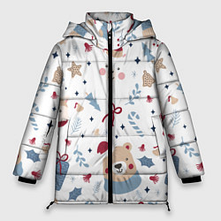 Куртка зимняя женская Забавный Новый Год, цвет: 3D-светло-серый