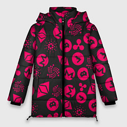 Куртка зимняя женская КРИПТОВАЛЮТЫ CRYPTO КРИПТА НЕОН, цвет: 3D-черный