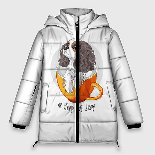 Женская зимняя куртка Кавалер Кинг Чарльз Спаниель / 3D-Черный – фото 1