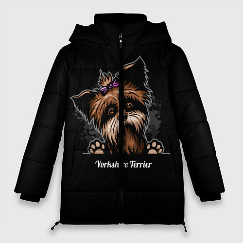 Женская зимняя куртка Собачка Йоркширский Терьер / 3D-Черный – фото 1