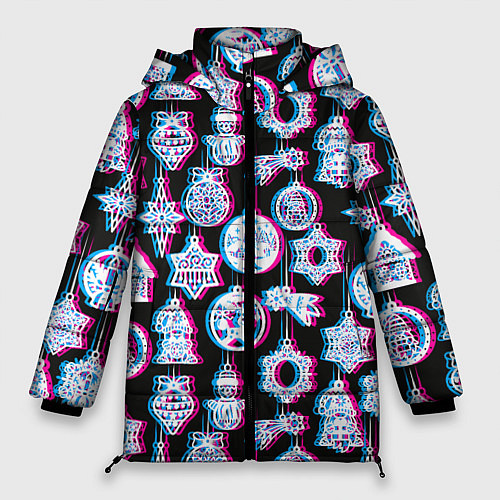Женская зимняя куртка Новогодний глюк / 3D-Черный – фото 1