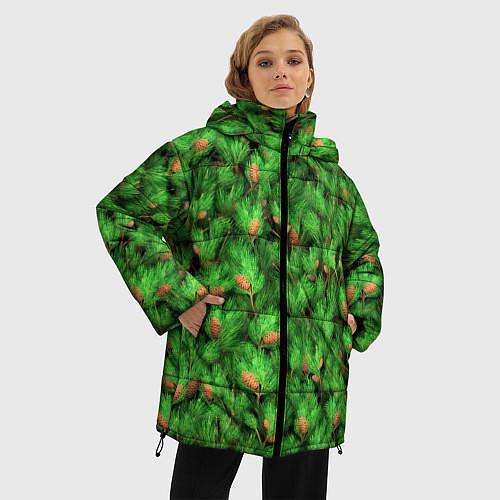 Женская зимняя куртка Ёлки-иголки / 3D-Светло-серый – фото 3