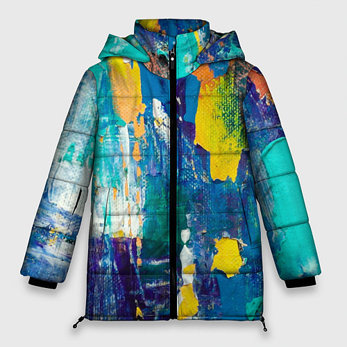 Женская зимняя куртка Краской по ткани / 3D-Черный – фото 1
