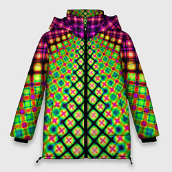 Куртка зимняя женская Неоновая геометрия абстракция, цвет: 3D-красный