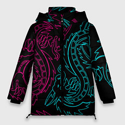 Куртка зимняя женская НЕОНОВЫЕ ДРАКОНЫ NEON DRAGON, цвет: 3D-светло-серый
