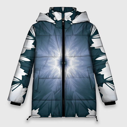 Женская зимняя куртка Снежинка Абстракция Синий / 3D-Светло-серый – фото 1