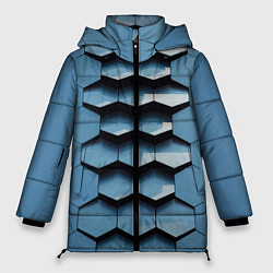 Куртка зимняя женская Соты узор авангард, цвет: 3D-черный