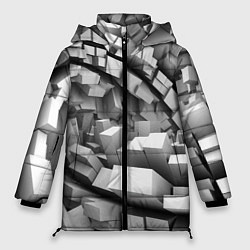 Куртка зимняя женская Геометрическая объёмная абстракция, цвет: 3D-светло-серый