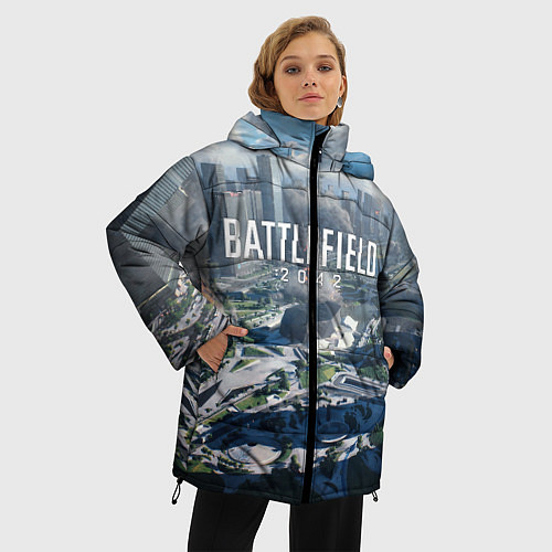 Женская зимняя куртка Battlefield 2042 - КАЛЕЙДОСКОП / 3D-Светло-серый – фото 3