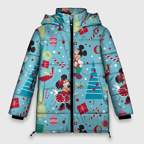 Женская зимняя куртка Mickey and Minnie pattern / 3D-Черный – фото 1