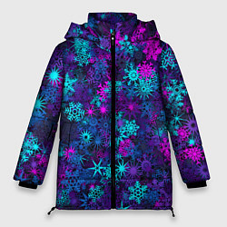 Куртка зимняя женская Неоновые снежинки, цвет: 3D-красный