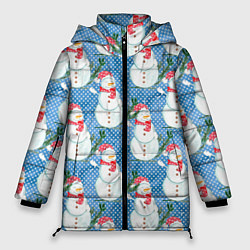 Куртка зимняя женская Много снеговиков, цвет: 3D-красный