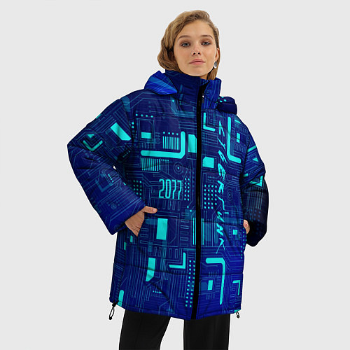 Женская зимняя куртка Киберпанк Зима 2022 / 3D-Светло-серый – фото 3