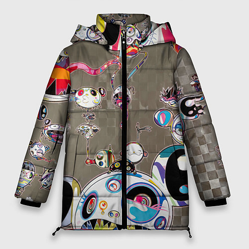 Женская зимняя куртка Takashi Murakami арт с языками / 3D-Черный – фото 1