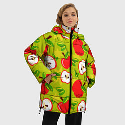Куртка зимняя женская Яблочки паттерн, цвет: 3D-красный — фото 2