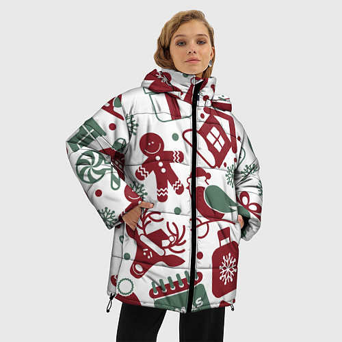 Женская зимняя куртка НовоГодный / 3D-Светло-серый – фото 3