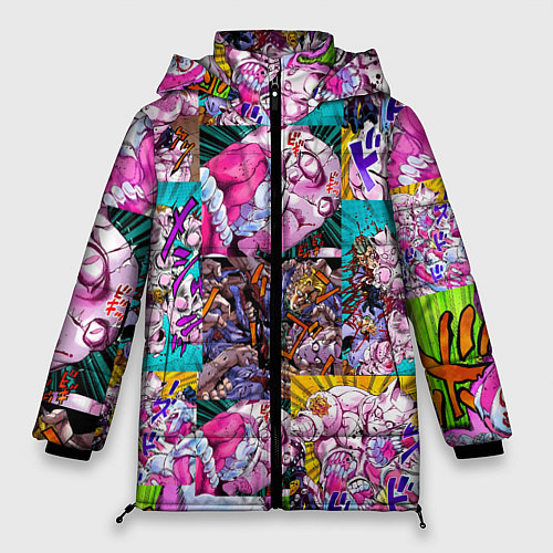 Женская зимняя куртка JOJO KILLER QUEEN КОРОЛЕВА УБИЙЦА УЗОР PATTERN / 3D-Черный – фото 1