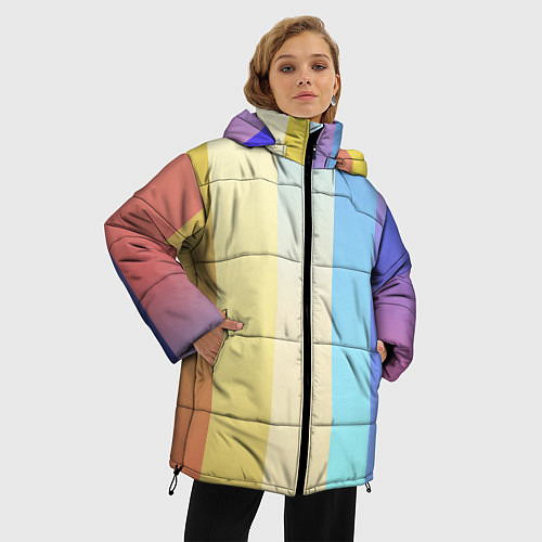 Женская зимняя куртка Полосатик / 3D-Светло-серый – фото 3