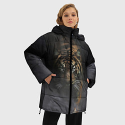 Куртка зимняя женская Тигр в тумане, цвет: 3D-черный — фото 2