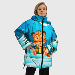 Куртка зимняя женская Новогодние подарки Тигр 2022, цвет: 3D-красный — фото 2