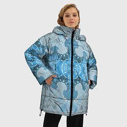 Куртка зимняя женская Коллекция Фрактальная мозаика Голубой 292-6-n, цвет: 3D-черный — фото 2