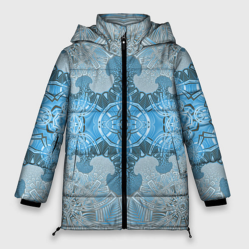 Женская зимняя куртка Коллекция Фрактальная мозаика Голубой 292-6-n / 3D-Черный – фото 1