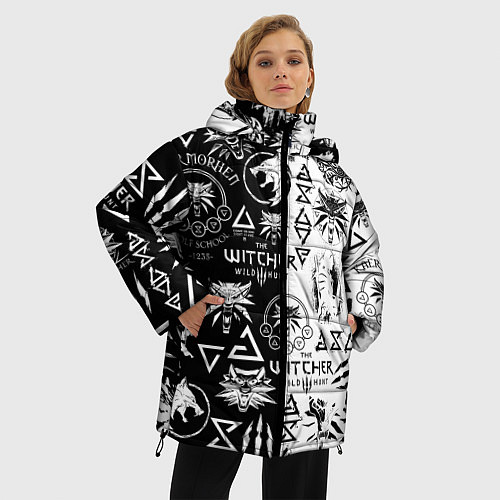 Женская зимняя куртка THE WITCHER LOGOOMBING ВЕДЬМАК ПАТТЕРН / 3D-Светло-серый – фото 3