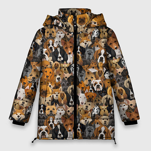 Женская зимняя куртка Собаки Разные Породы / 3D-Черный – фото 1