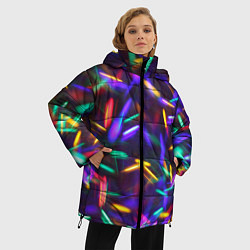 Куртка зимняя женская Новогодние Фонарики, цвет: 3D-черный — фото 2