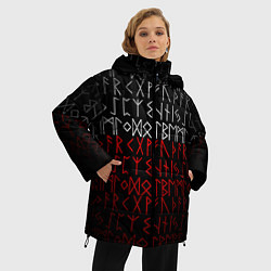 Куртка зимняя женская Славянская символика Руны, цвет: 3D-черный — фото 2