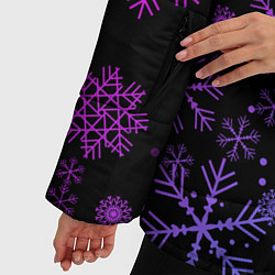 Куртка зимняя женская Новогодние снежинки Градиент, цвет: 3D-черный — фото 2