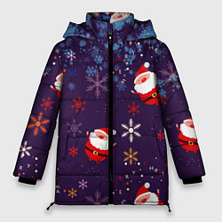 Куртка зимняя женская Дед Мороз в снежинках, цвет: 3D-красный