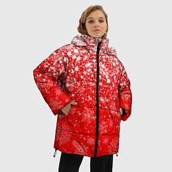 Куртка зимняя женская ЗИМА БЛИЗКО, НОВЫЙ ГОД 2022 СНЕЖИНКИ И БРЫЗГИ КРАС, цвет: 3D-красный — фото 2