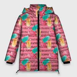 Куртка зимняя женская Сладкое мороженое с блестками, цвет: 3D-красный