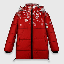 Куртка зимняя женская Рождественские снежинки, цвет: 3D-красный