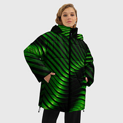 Куртка зимняя женская Волны изумрудного металла, цвет: 3D-черный — фото 2