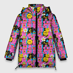 Куртка зимняя женская Психоделика Инь-Янь, цвет: 3D-светло-серый