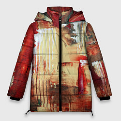 Куртка зимняя женская Мазки краски красный, цвет: 3D-красный