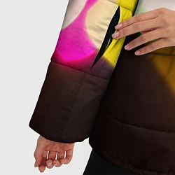 Куртка зимняя женская Горящие сердца всех цветов радуги, цвет: 3D-черный — фото 2