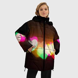Куртка зимняя женская Горящие сердца всех цветов радуги, цвет: 3D-светло-серый — фото 2