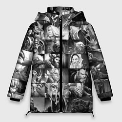 Куртка зимняя женская DOTA 2 ГЕРОИ ЧЁРНО БЕЛЫЙ ДОТА 2, цвет: 3D-светло-серый