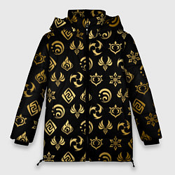 Куртка зимняя женская GOLDEN GENSHIN IMPACT PATTERN ЗОЛОТО ГЕНШИН ИМПАКТ, цвет: 3D-светло-серый