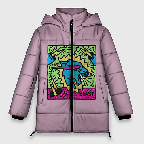 Женская зимняя куртка Mr Beast Drawing Full Print / 3D-Светло-серый – фото 1