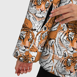 Куртка зимняя женская Тигры рисованный стиль, цвет: 3D-красный — фото 2